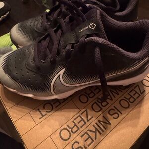 Nike Alpha Huarache 4 Kystn BG in Black and White Baseball Cleats